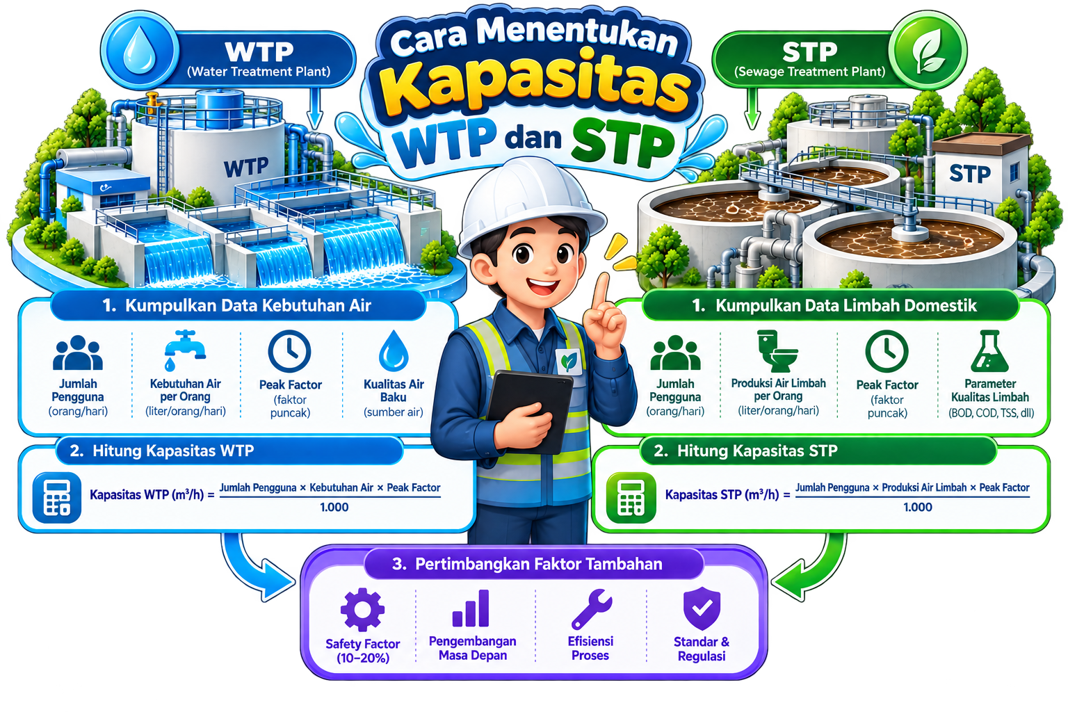 Ilustrasi perhitungan kapasitas WTP dan STP