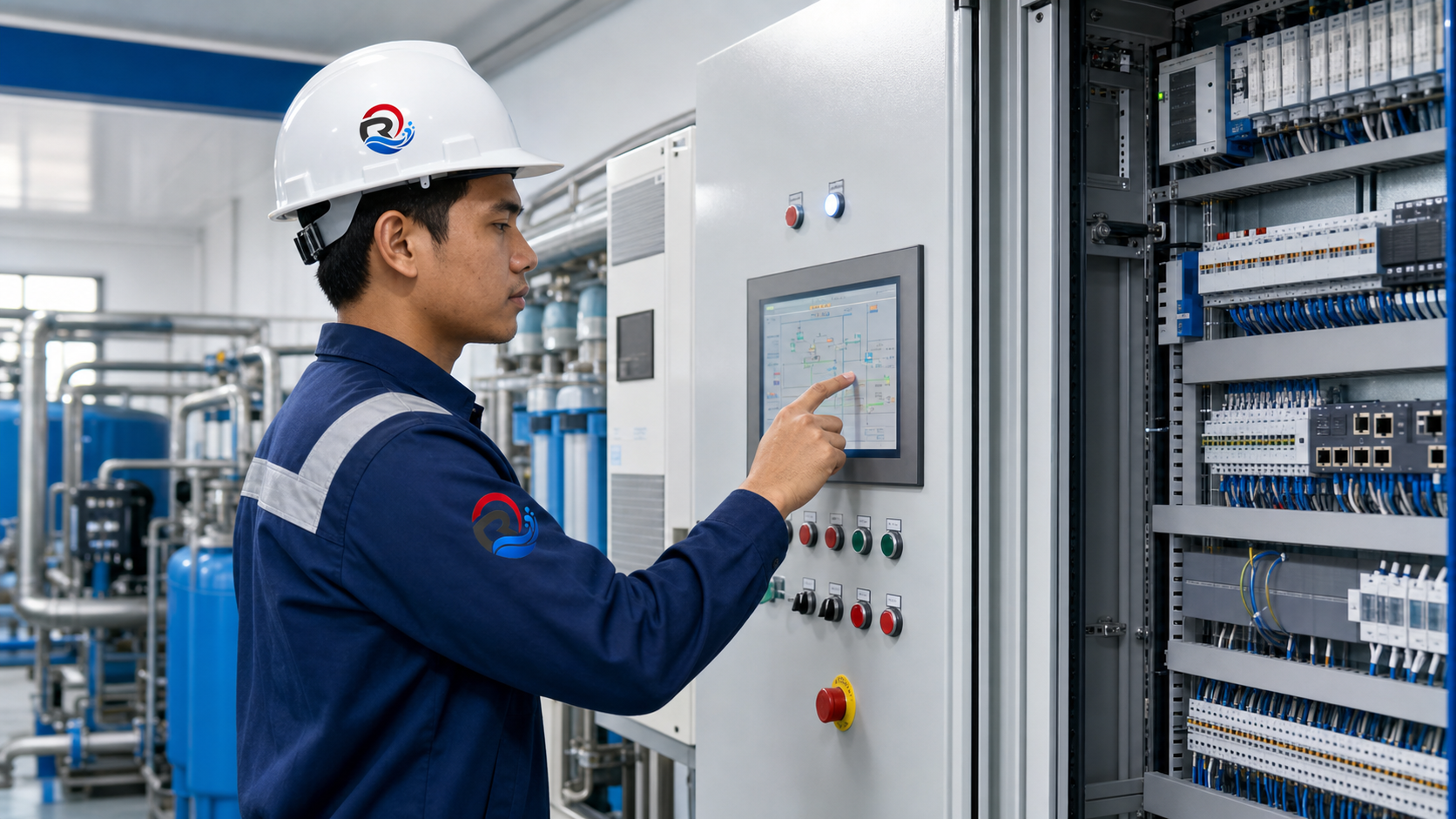 Panel control dan otomasi untuk sistem pengolahan air