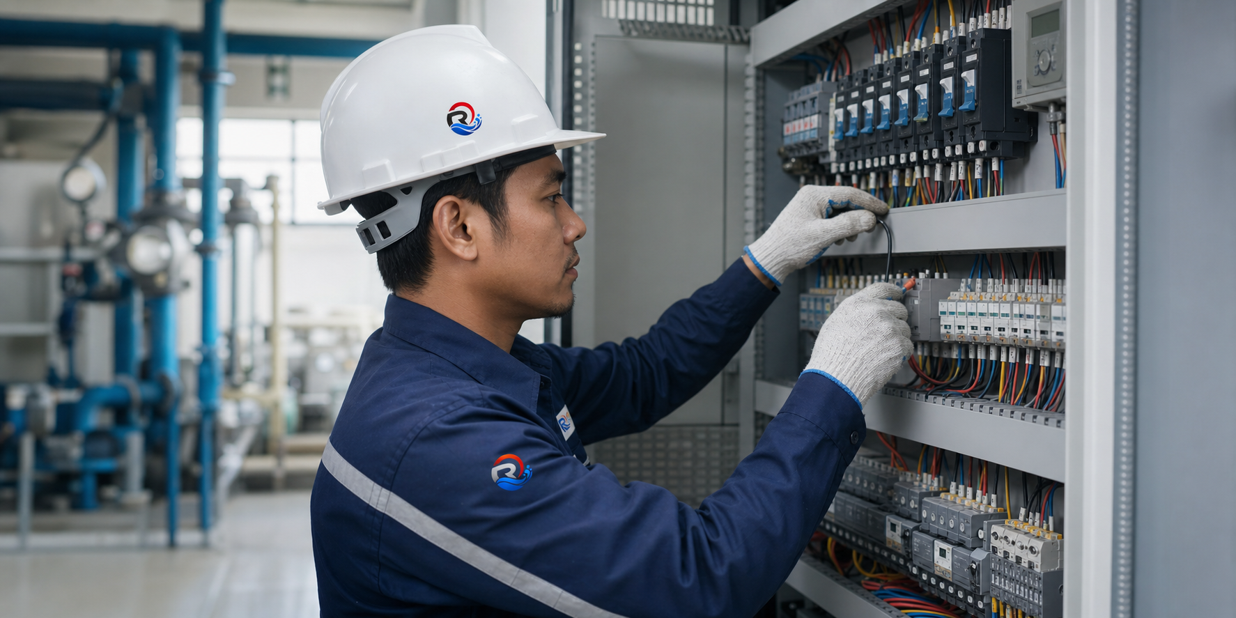Teknisi Risoroe mengerjakan panel mechanical electrical